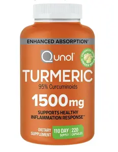 Qunol Turmeric Capsules, 1500 mg Strength, 220-Count Edible Health & Nutrition Supplement
